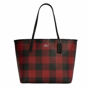 New Red and Black Plaid Print Tote